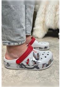 Resim Günlük Anne Kız Terlik Sabo Hemşire Doktor Aşçı Sandalet Desenli Taban Crocs Crf-8246 Bunny 