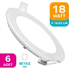 Resim ŞANLED 18W Tasarruflu LED Yuvarlak Beyaz Işık Sıva Altı Slim Panel Tavan Aydınlatma Armatürü-8 Adettir 