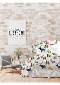 Resim Flanel Pazen Kumaşından Çift Kişilik Nevresim Seti %100 Pamuk/cotton Mavi 