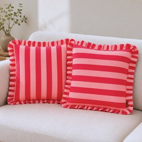 Resim Ibiza Stripe Fırfır Kenarlı Kırlent Kılıfı - 30x50 cm / Sadece Kırlent 