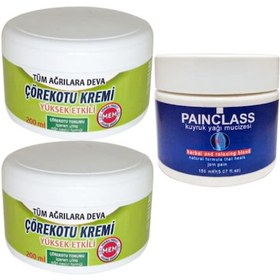 Resim 2 Adet Çörek Otu Kremi Büyük Xlboy 200 Ml İçin Krem Green + 150 Ml Kuyruk Yağı Kremi Painclass / Diz Dirsek İskelet Sırt Bel Kas na Masaj Seti 