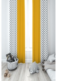 Resim Mekta Home Bebek Ve Çocuk Odası Üç Balonlu Seksek Desenli 2 Kanat Fon Perde 