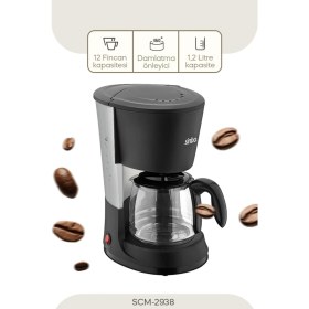 Resim Sinbo SCM-2938 Filtre Kahve Makinesi 1.2 L Kapasite, Cam Hazne ve Damlama Emniyeti ile Siyah 