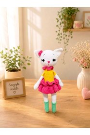 Resim MİNOHOUSE Amigurumi Süslü Kedi Mia Organik Oyuncak 