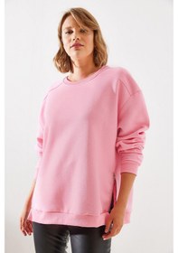Resim Shade Kadın Bisiklet Yaka Şardonlu Fermuar Detaylı Basic Sweatshirt 60251796 - Pembe 
