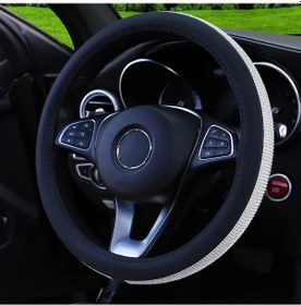 Resim 1 Elmas-encrusted Flaş Blingblingpu Deri Döngü Araba Direksiyon Kılıfı Uyar Black Black 