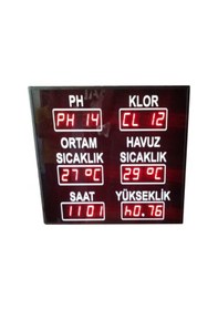 Resim Dijital Havuz Sıcaklık Klor PH Tabelası (Kasa: 70x65 cm) 