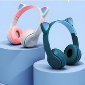 Resim Sunix Bluetooth Kulaklık Kedili Kulaklık Cat Rgb Led Işıklı Çocuk Kulaklık Bt 5.0 Kulaküstü 