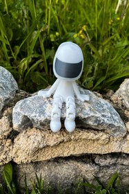 Resim MİLSO Motor ve Araba Süsü -Beyaz Kasklı Adam Gri Vizör 