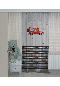 Resim Bebişim Arabalı Bi118 Çift Kanat Çocuk Odası Fon Perde 