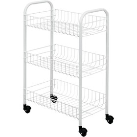 Resim Siena 3 Katlı Metal 63x41x23 cm Tekerlekli Sebzelik Beyaz 