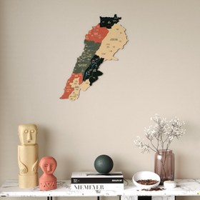 Resim Lübnan Haritası Ahşap Duvar Dekoru - UV Baskılı Çok Katmanlı Tasarım - 85x67 cm / Sage 