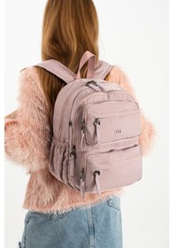 Resim Baginn Kadın Sırt Çantası Ultra Hafif Poliamid Kumaş Su Geçirmez Çok Cepli Günlük Sırt Çantası 35 25 Cm Pembe 