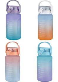 Resim Vagonlife 1500ml Pipetli/Pipetsiz Kullanım Çift Renk SoftTouch Motivasyon Matarası Çıkartma Hediyeli 