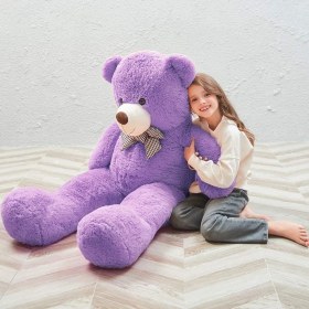Resim 150 cm Papyonlu Peluş Ayıcık - %100 Yerli İmalat, Sevgiliye Pelüş Ayı - LİLA 