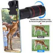 Resim Universal 18X Yüksek Çözünürlüklü Teleskopik Lens Akıllı Telefonlar için, Kauçuk Malzeme, Dış Mekan Fotoğrafçılığı için Yakınlaştırma Lensi Eklemesi, for iphone, for Samsung, Xiaomi ve Daha Fazlası ile Uyumlu 