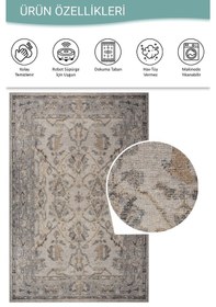 Resim Relic Gri Vintage Dokulu Klasik Desenli Dokuma Tabanlı Şönil Halı Al 520 Gri 