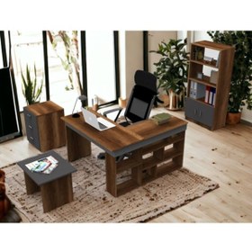 Resim Robin Home Boston L Ofis Çalışma Masası Ofis Büro Takımı Masa Sehpa Keson Kitaplık 