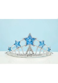 Resim Yıldız Şekilli Elsa Prenses Kraliçe Tacı Mavi Renk Çocuk Boy Csmtex - 96 5x17 Cm 