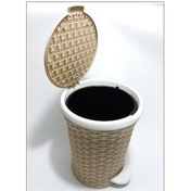 Resim Haki Krem Renk Pedallı Saplı Sızdırmaz Kovalı Çöp Kutusu Kovası Haki 