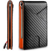 Resim Reedark Erkek Cüzdanı - Karbon Fiber İş Cüzdanı, Şık Ve Dayanıklı Turuncu 
