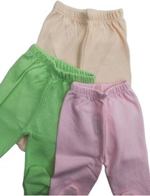 Resim bebedino Bebek Patikli Alt Hava Alır Kumaş Düz Renk (3 Lü Paket Çağla-somon-pembe) 
