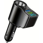 Resim Gaojunshop01 4'ü 1 Arada Usb Type-c Araç Şarj Cihazı Prizli Distribütör 2 Usb Portlu Model B 