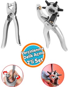 Resim NZB Perçin Perçinleme Kemer Deri Delme Pensesi Metal 2'li Set 6 Farklı Boyutta Delici Delik Açıcı 