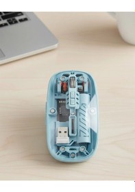 Resim Diğer Bluetooth 5.2 Ve 2.4g Usb Kablosuz Mouse Pilli Mavi Tasarım 