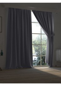 Resim Yüksek Kalite Gri Karartma Blackout Fon Perde Ekstrafor Büzgülü Tek Kanat Gri 