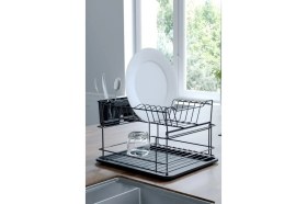 Resim Geseus Home Iki Katlı Modüler Tabaklık Bulaşıklık Mat Siyah KB010S 