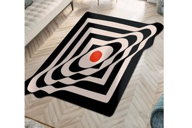 Resim MİNİMALİST HEDEF ASİMETRİK DOKUMA TABAN HALI, 389 YNG, 60X120 CM 