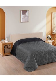 Resim Menderes Home Cotton Collection Mı Çift Kişilik Yatak Örtüsü Gri - Siyah 