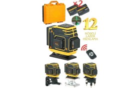 Resim İyisi Yok Uzaktan Kumandalı Lazer Metre 12 Köşeli 360 Derece Çizgi Hizalama Seviye Cihazı 