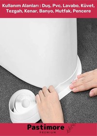 Resim Duş Pvc Lavabo Küvet Tezgah Kenar Banyo Mutfak Pencere 3,2 Mt Su Sızdırmaz Geçirmez Yalıtım Bant Beyaz 