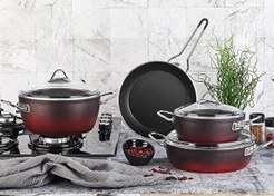 Resim Kahramanlar Fiesta Red Black 7 Parça Granit Tencere Seti 