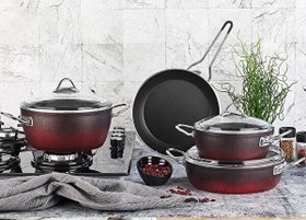 Resim Kahramanlar Fiesta Red Black 7 Parça Granit Tencere Seti 