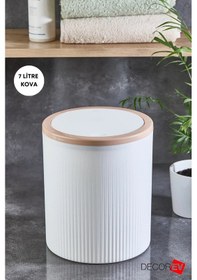 Resim Büyük Çöp Kovası 7 Litre Ofis, Mutfak Ve Banyo İçin Şık Ve Kullanışlı Kova Beyaz 