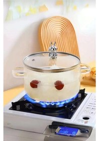 Resim Ayıcık Detaylı Isıya Dayanıklı Borasilikat Cam Tencere 2000 Ml Gümüş 