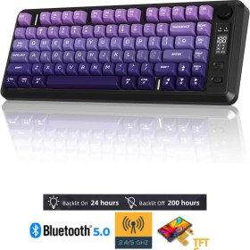 Resim Freewolf M75 Kablosuz Bt+2.4ghz OLED Tft Ekranlı Membran Reinbow Aydınlatmalı Gaming Oyuncu Klavye 