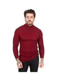Resim Deepsea Erkek Bordo Balıkçı Yaka Örme Kazak 2100015 Bordo 