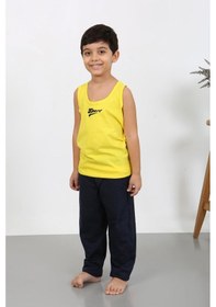 Resim Akbeniz Erkek Çocuk Sıfır Kol Penye Pijama Takım Sarı 20439 