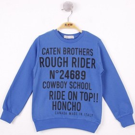 Resim Toontoy Kids Toontoy Erkek Çocuk Relax Fit Bisiklet Yaka Baskılı Sweatshirt - 2 İplik Saks 