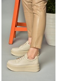 Resim Fox Shoes P274117509 Bej Yüksek Tabanlı Kadın Spor Ayakkabı Sneakers Bej 