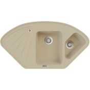 Resim Polex Cristalüx Granit Evye P-CR1 Bej Tezgah Altı Ve Tezgah Üstü Mutfak Evyesi 104.5x57 CM 