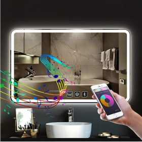 Resim Global Led Mirror 50X65 cm Bluetoothlu Dokunmatik Tuşlu Buğu Çözücü Ledli Banyo Aynası 