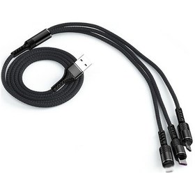 Resim 3'lü Usb Şarj Kablosu Lightning/type-c/micro Usb 3.93ft 3a Hızlı Şarj Siyah 
