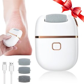 Resim 1 Adet Şarj Edilebilir Ayak Törpüsü, Kalın Cila için 3 Değiştirilebilir Bileme Başlıklı Elektrikli Pedikür Makinesi, USB Şarj, Taşkın ve Kuru Açık Bej Bakımı için Taşınabilir ve Kullanımı Kolay 