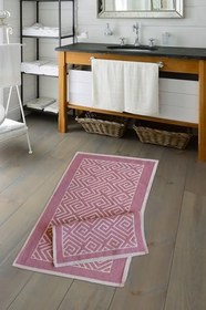 Resim Eko Cotton Bukle Banyo 2'li Klozet Takımı Zigzag, Pudra, 60 x 100 