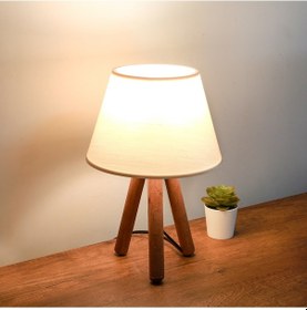 Resim Homing AYD-3170 Tasarım Ahşap Başlıklı Abajur Krem 